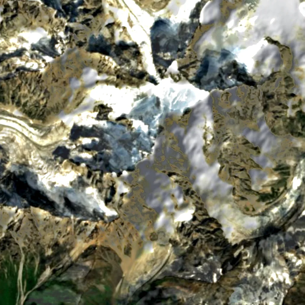 Ushba seen from above (Sentinel-2)