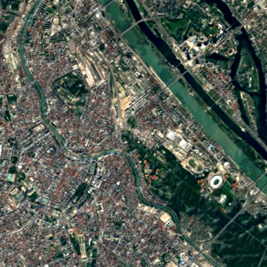 Wiener Riesenrad seen from above (Sentinel-2)